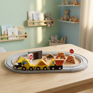 ANNA BECK Système de rails de <span class=keywords><strong>train</strong></span> en bois DIY, ensemble de jeu à emboîter en bois de pin <span class=keywords><strong>et</strong></span> Schima, jouet durable en MDF pour garçons <span class=keywords><strong>et</strong></span> filles de 2 à 7 ans, sécurité routière - Product Image 1