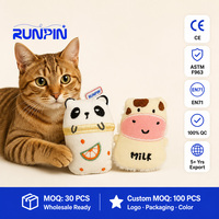 Mainan Kucing Panda Catnip Plush Berbentuk Cangkir Minuman, Diisi dengan Catnip Alami untuk Kucing Indoor, Permainan Interaktif