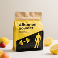 Imprimé personnalisé finition brillante colorée impression complète 500G 1KG 2KG pochette à fond plat avec fermeture éclair refermable pour la poudre d'albumen