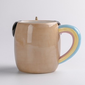 El boyalı 3D köpek kahve çay seramik kupa, (altın unicorn ile Pug) hediye ve zanaat - Product Image 3