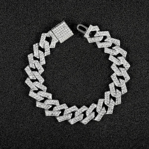 Collar de <span class=keywords><strong>Cadena</strong></span> Cubana con Incrustaciones de Diamantes de Imitación de 15 mm para <span class=keywords><strong>Hombre</strong></span>, Cierre de Presión, Joyería Completa con Incrustaciones, Dorado y Plateado, Estilo Bling - Product Image 2