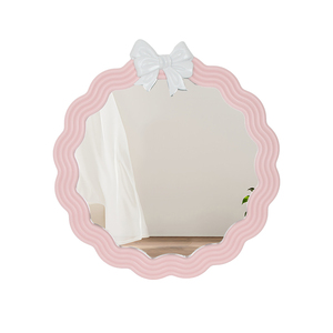 Miroir <span class=keywords><strong>rond</strong></span> en plastique de style Art déco avec motif ondulé et fonctionnalité personnalisée pour la décoration murale du salon à la maison - Product Image 1