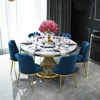 Ensemble de table à manger en cuir et pieds métalliques, style européen et moderne, de luxe