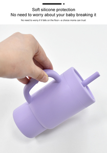 Taza de viaje minimalista de acero inoxidable azul claro con tapa y pajita de silicona de grado alimenticio para adultos, para camping y uso al aire libre, libre de BPA. - Product Image 3