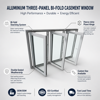 Porte-fenêtre de patio et de jardin sur mesure à 3 panneaux, pliante, en alliage d'aluminium, avec système d'ouverture à double battant et double vitrage