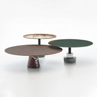 Table basse ronde moderne en marbre de luxe Petite table d'appoint de salon Table basse avec dessus en verre