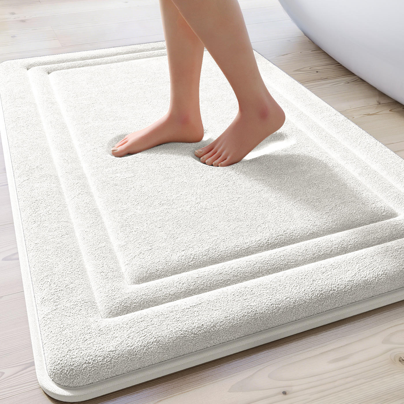 Coton haute densité - blanc avec motif meander