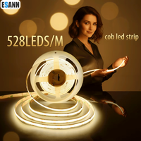 ESANN Bande LED COB Dimmable Sans Points DC12V 528 LED/M PCB 8mm Blanc Chaud Éclairage Paysager Contrôle Wi-Fi 14W/m IRC 90