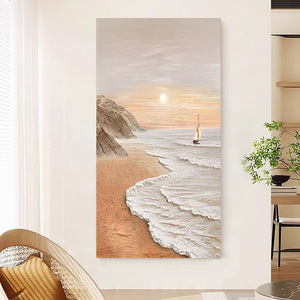 Hand Painted Oil Painting Creamy Style 3D Visual Effect Wabi Sabi Art For Entryway Living Room Hallway Decor - Product Image 5