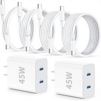 QZIIW untuk 17/16/15 Pro Max 45W Pengisi Daya Cepat USB-C Port Ganda [2-Pack] Kabel Adaptor Cepat PD 3.0 3/6/10FT untuk IPad/
