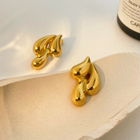 Boucles d'oreilles populaires pour femmes joyas de acero inoxidable al por mayor Boucles d'oreilles à trois gouttelettes en acier inoxydable or 18 carats