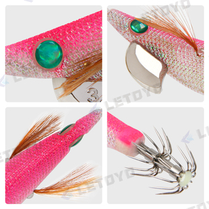 Premium 2.5 # -3.5 #   Egi Shrimp Wobbler Squid Jig <span class=keywords><strong>Esche</strong></span> in Legno a Forma di Gambero per la Pesca a Jigging di Polpi e <span class=keywords><strong>Seppie</strong></span> in Acqua Salata - Product Image 4