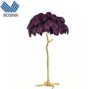 ريشة البرية تجعيد شجرة الشتل مصباح الكلمة ديكور قاعة فيلا غرفة المعيشة الأرجواني ريشة النعام أضواء أرضية فرع - Product Image 3