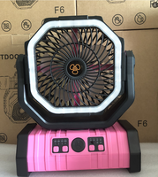 Ventilateur de sol portable F6 avec batterie haute capacité 20000 mAh, rechargeable, avec télécommande, lumière, crochet, oscillant, pour le camping en extérieur