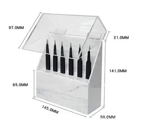 Weiße Acryl Wimpern Werkzeuge Pinzette Display Box 6 Stück Acryl Pinzette Halter Organizer