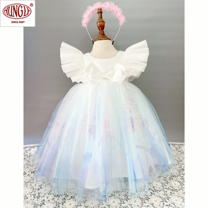 Venta al por mayor vestido de princesa unicornio para niños vestido de fiesta formal de manga corta con Cuello redondo en encantadoras decoraciones de unicornio - Product Image 2