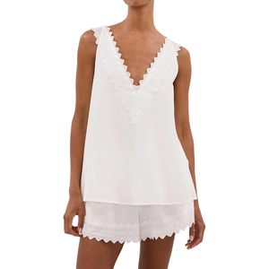 Women <b>2</b> <b>Piece</b> Summer Lounge Set Sleeveless V Neck Lace Tank Top Shorts Boho Beach Vacation Outfit Chiffon Breathable - Product Image 1