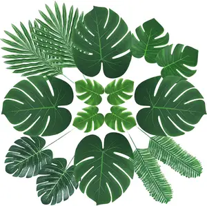 6种60片90片人造棕榈叶热带人造叶带茎丛林派对装饰品用品夏威夷