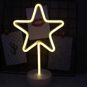 Lampu Neon Bentuk Bintang LED, Lampu Malam Peri Dekorasi Rumah Kamar Tidur Anak, Lampu Pesta Pernikahan Festival Hadiah untuk Anak-anak