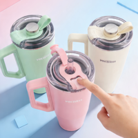 Bouteille d'eau promotionnelle en acier inoxydable de 1100 ml sans BPA, avec poignée et paille rétractable en Tritan