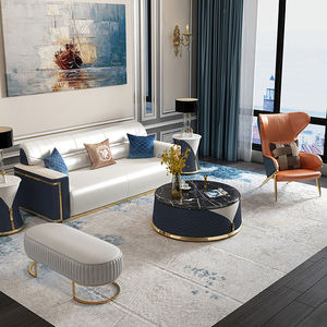 مجموعة أريكة جلدية عصرية فاخرة لغرفة المعيشة موديل 2020 بمقاعد 1+2+3 من مصنع فوشان بالجملة - Product Image 3