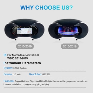 Navihua 12.3'' LCD Instrument PanelSpeedometer Monitor Virtual Cockpit <b>for</b> Mercedes Benz C/GLC W205 Class 2015 2019 - Product Image 6