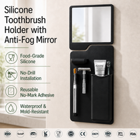 Support mural multifonctionnel en silicone pour brosses à dents avec miroir, auto-adhésif, pour rangement de douche et salle de bain – Fournisseur d'usine