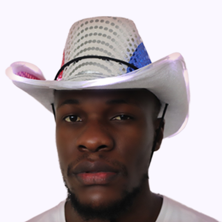 Holiday Party Accessories Sequin Cowboy Hat With Led