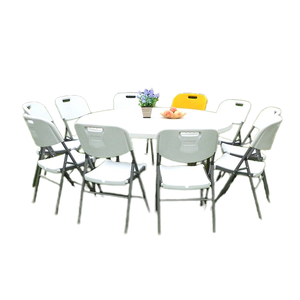 Mesa Redonda Plegable de Plástico de 160 cm para 10 Personas, Diseño Moderno, Muebles de Exterior para Banquetes, Bodas, Fiestas, Uso en Parques, Venta de Almacén - Product Image 4