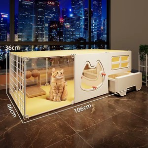 Villa pour chien en bois de style mobilier de luxe |   Nichoir d'intérieur pour chien avec <span class=keywords><strong>toilette</strong></span> séparée |   Montage facile et matériau imperméable. - Product Image 3