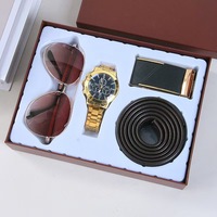 Cadeaux d'affaires personnalisés pour hommes, lot de 4 pièces, montre étanche, porte-clés, ceinture, lunettes de soleil, cadeau pour hommes