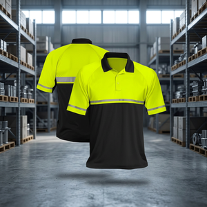 Hi-vis Fluorescent Polyester Short Sleeve Construction Safety Unisex Working <b>Polo</b> Shirts Reflective Tape CE Certified Workwear - Product Image 3