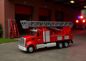 Camión de bomberos de juguete de aleación fundida a presión, modelo 1:36, con escalera y luces, para niños, coche de rescate de emergencia coleccionable - Product Image 2