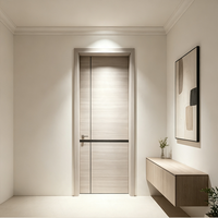 Puerta de Dormitorio de Madera con Marco de PVC, Diseño de Pasillo Oculto, Reducción de Ruido, Color Blanco Crema, Puerta Interior Ecológica
