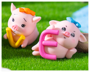 3D fai da te Micro fata accessori da giardino Mini maialino in resina con amore figurina animale <span class=keywords><strong>inglese</strong></span> per borsa cieca acquario giocattolo per bambini - Product Image 6