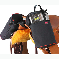 Échantillon gratuit Sac de selle pour cheval moyen Sac de selle isolé avec poignée en corne et poches pour appareil photo ou téléphone portable