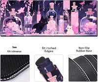 Tapis de souris XXL surdimensionné à motif floral personnalisé, imperméable, antidérapant, avec bordure renforcée