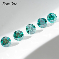 Pierre de Moissanite Synthétique Ronde Taille Brillant de Couleur Verte, 3mm-10mm, Prix de Gros