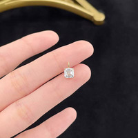 Ciondolo in Oro 18K con Diamante Coltivato in Laboratorio, Minimalista e alla Moda, a Quattro Griffe, Versatile, Taglio Principessa, Collana da Donna, Charm Delicato