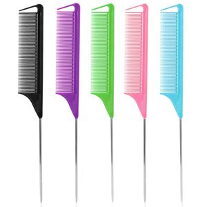 Peigne à queue de rat antistatique et résistant à la chaleur pour salon de coiffure, peigne à queue métallique en carbone pour tressage, vente en gros - Product Image 1