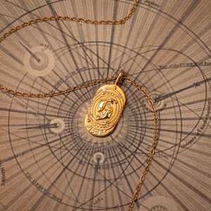 Vintage Relievo grabado doce signos del zodiaco circón colgante collar 18K chapado en oro collar de acero inoxidable fiestas parejas - Product Image 3