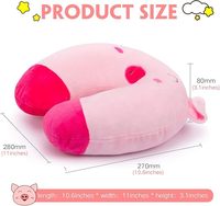 Oreiller de voyage en peluche en forme de cochon souriant, soutien de la tête et du menton pour enfants, multi-usages, avion, voiture, train
