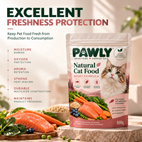 Sachet refermable personnalisé imprimé et sur mesure pour l'emballage d'aliments pour chats et chiens, pochette en plastique anti-humidité pour friandises pour animaux de compagnie, sachet stand-up