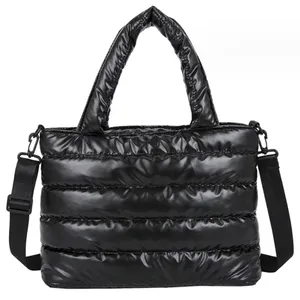 Wholesale Designer Puffy Handbags Women Winter Shoulder Purse Quilted Puffer Tote Bag
