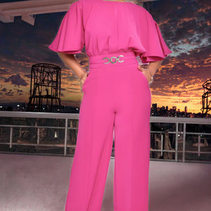 Pantalones Anchos de Verano para Mujer, Cuello Alto, Color Sólido, Cintura Alta, Talla Grande, Transpirables y Ecológicos - Product Image 2