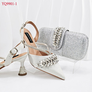 YQ9901 <span class=keywords><strong>Sandales</strong></span> à talons carrés pour femmes, talons hauts en strass, <span class=keywords><strong>sandales</strong></span> <span class=keywords><strong>italiennes</strong></span> avec lanières convertibles en cuir véritable - Product Image 2