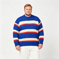 Chemises pour hommes sur mesure de haute qualité, respirantes, en viscose, pour l'automne et l'hiver, tricotées, anti-rides, pull à col rond rayé