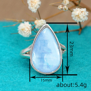 Anello a Goccia d'Acqua Blu, Stile Vintage Romantico, Elegante Accessorio di Moda per Feste e Outfit Quotidiani - Product Image 4