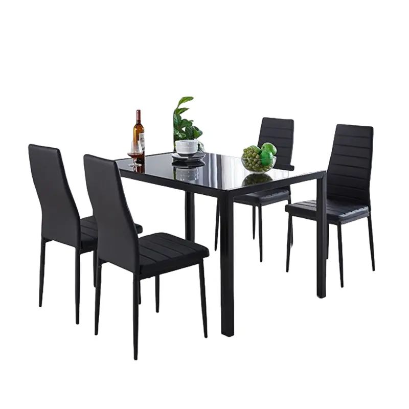 Einfacher moderner rechteckiger Tiefglas-Tisch-Set für 6 Esszimmer hochwertiges quadratisches Luxus-Tisch-Set Heimmöbel