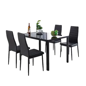 Simple Modern Rectangle Tempered Glass dinning table set for 6 dining room High Quality Square Luxury Table Set Home Furniture